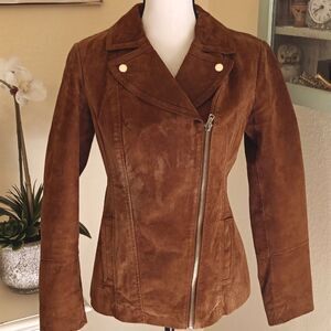 Isaac Mizrahi Live Suede Moto Style Jacket. Leather. Biker.